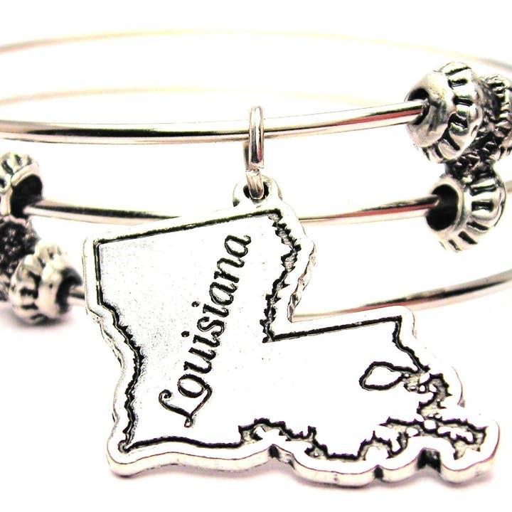 Louisiana State Triple Style Bangle USA Travel Baton Rouge for wholesale by Chubby Chico Charms