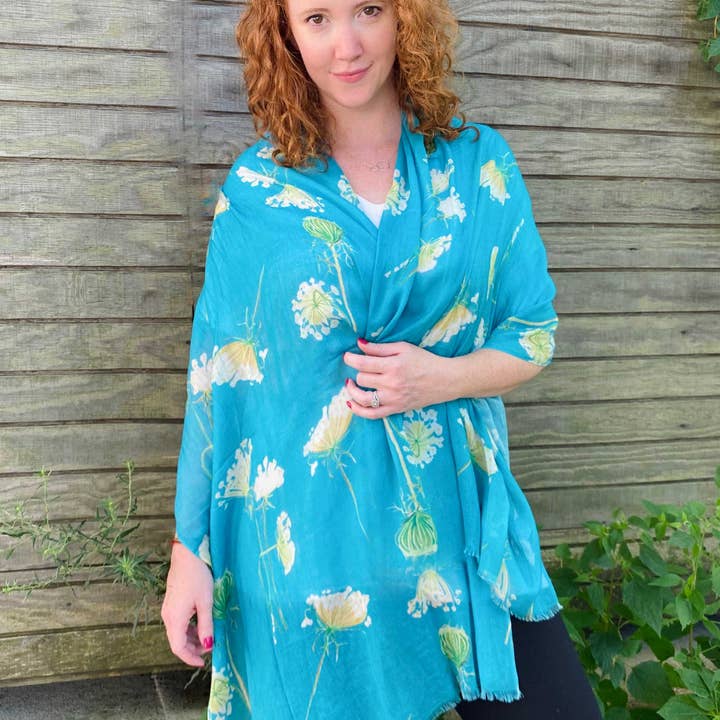 India & Purry by Jessica Hollander - Wholesale Scarf - Women's - Scarf: Queen Anne's Lace on Teal1