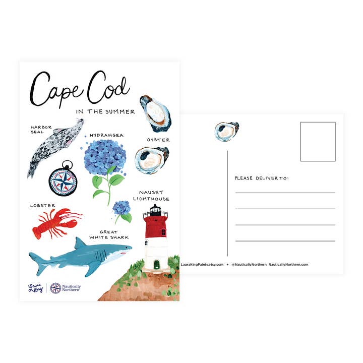 Cape Cod i Sommer Postkort for engroshandel hos Laura King Paints
