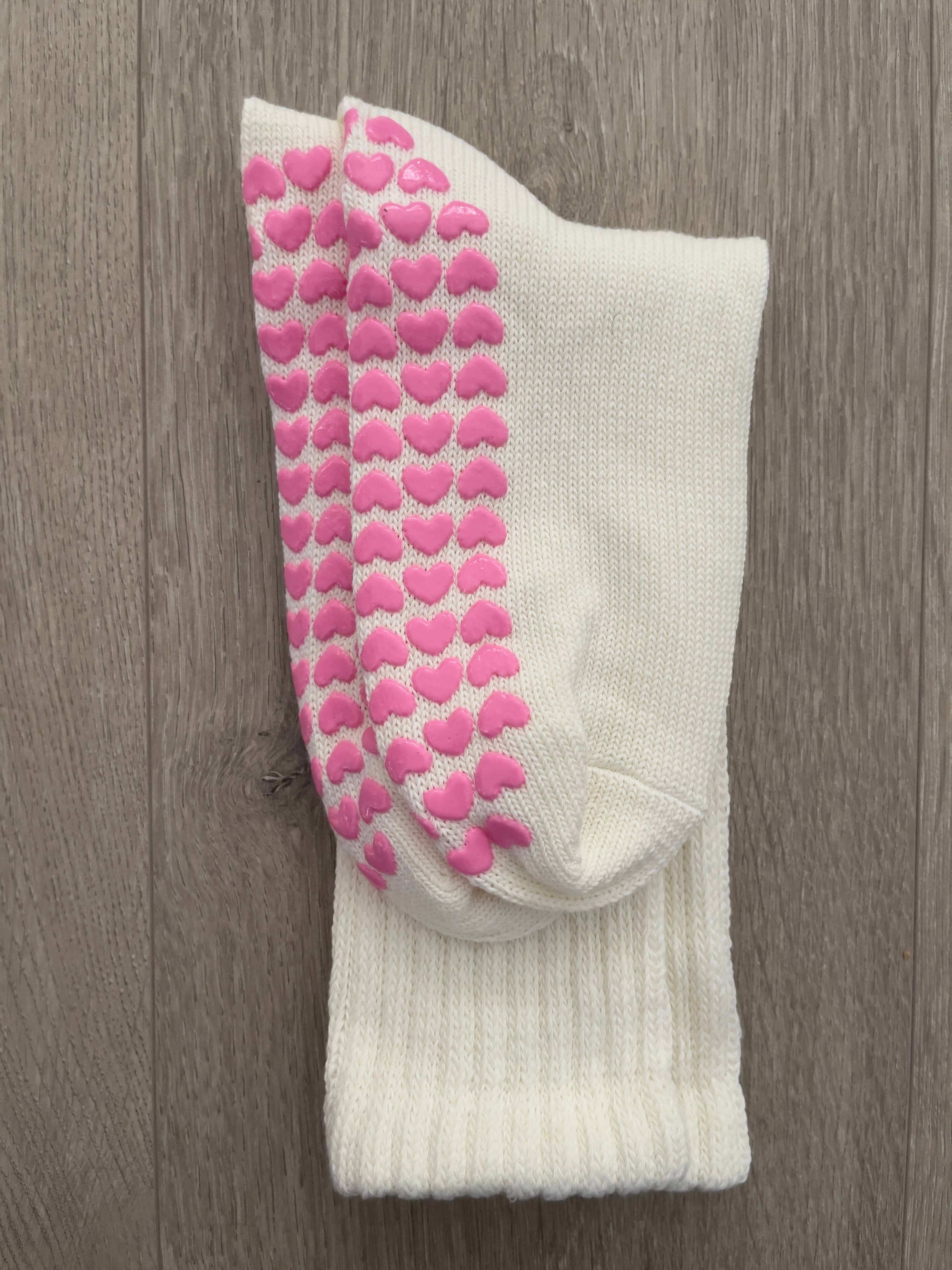 Lotties - Wholesale Socks - Women's - Heart grips slouchy socks - Ivory
