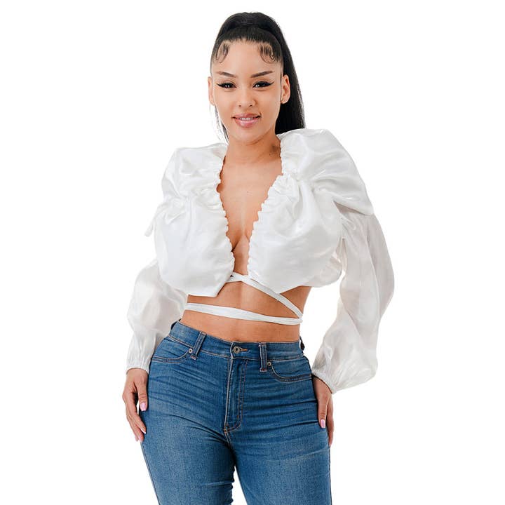 CAMICETTA CON COLLETTO A CAPPA E CRAVATTA per la vendita all'ingrosso da parte di Esmeray Clothing