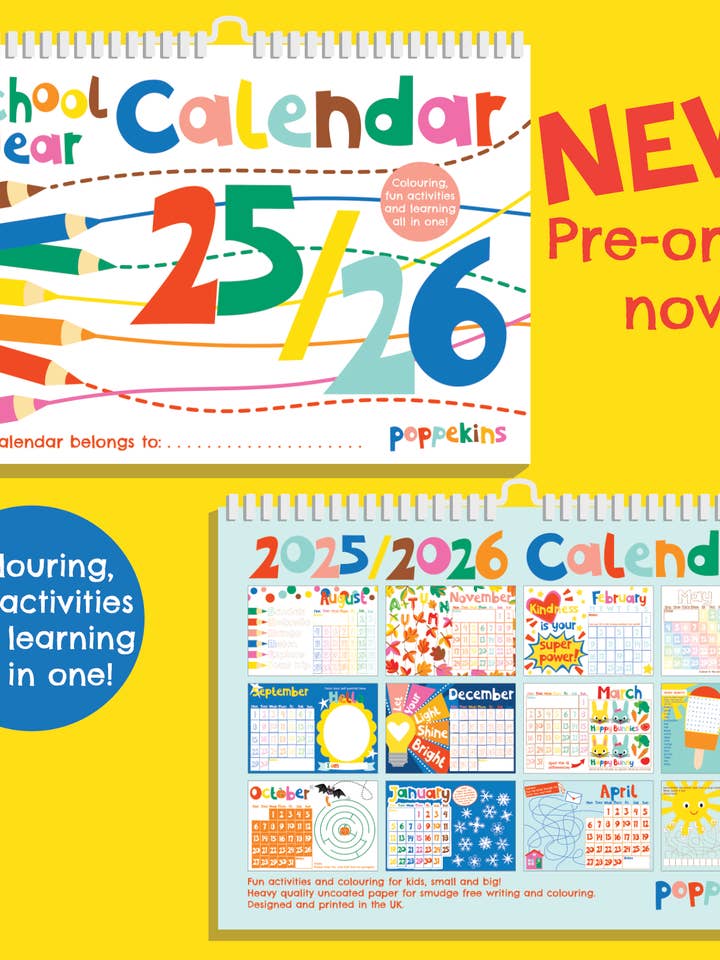 NEW! Kids Activity 2025/26 Calendar for wholesale by Poppekins