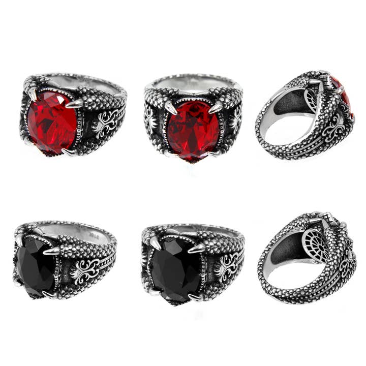 Awaken - Wholesale Cocktail/Statement Ring - Dragon Claws and Oval Stone Ring-A-5421