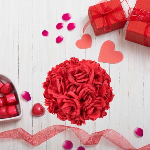 Larksilk - Wholesale Artificial Flowers - Dark Red Silk Rose Picks | 50 Pack - 8In X 3In.