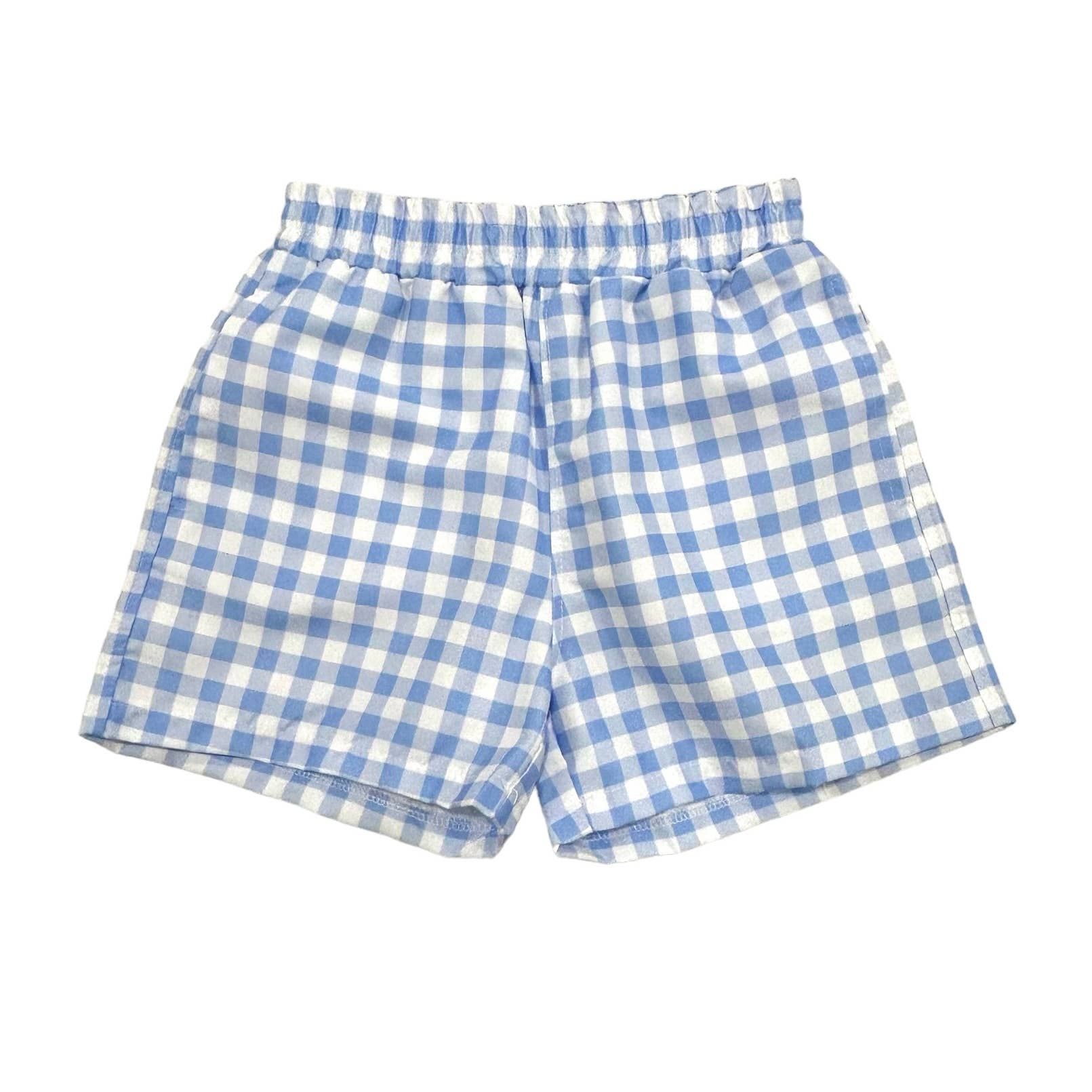 Sugar Bee Clothing – Großhandel Badeshorts – Kinder – Jungen Sommer Badeshorts - Blaues Vichy-Karo5