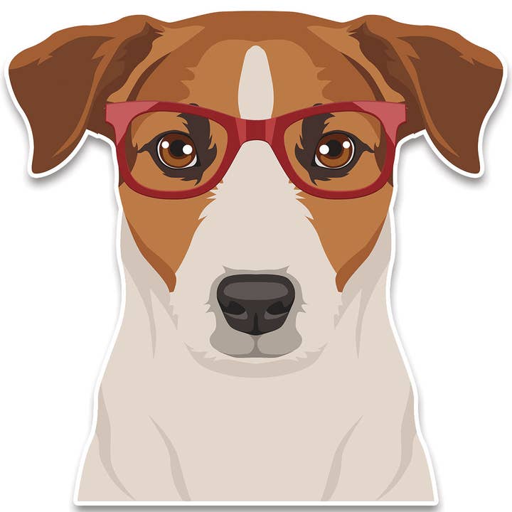 Jack Russell Terrier Hipster Stor Vinyl Bilfönster Klistermärke för wholesale av RetroPlanet