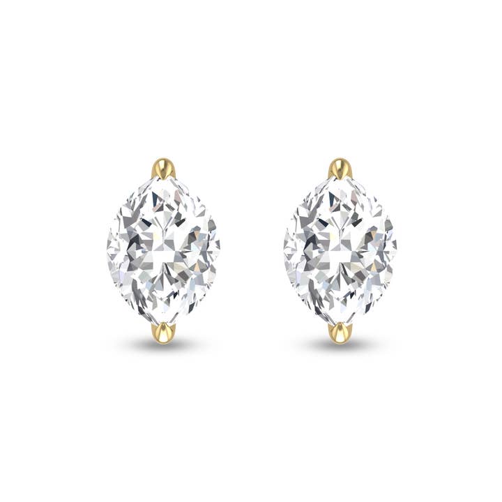 Pendientes de diamantes cultivados en laboratorio en forma de marquesa en oro amarillo de 14 quilates-1/4CTW para venta al por mayor de Szul USA LLC