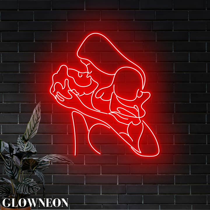 Decoração de Parede Neon Casal Abraçado, Letreiro de Luz LED Casal Sexy por atacado de Glow Neon