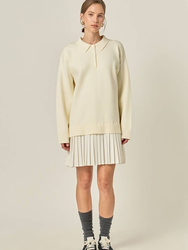 Polo Klänning i Blandade Material Mini för wholesale av English Factory