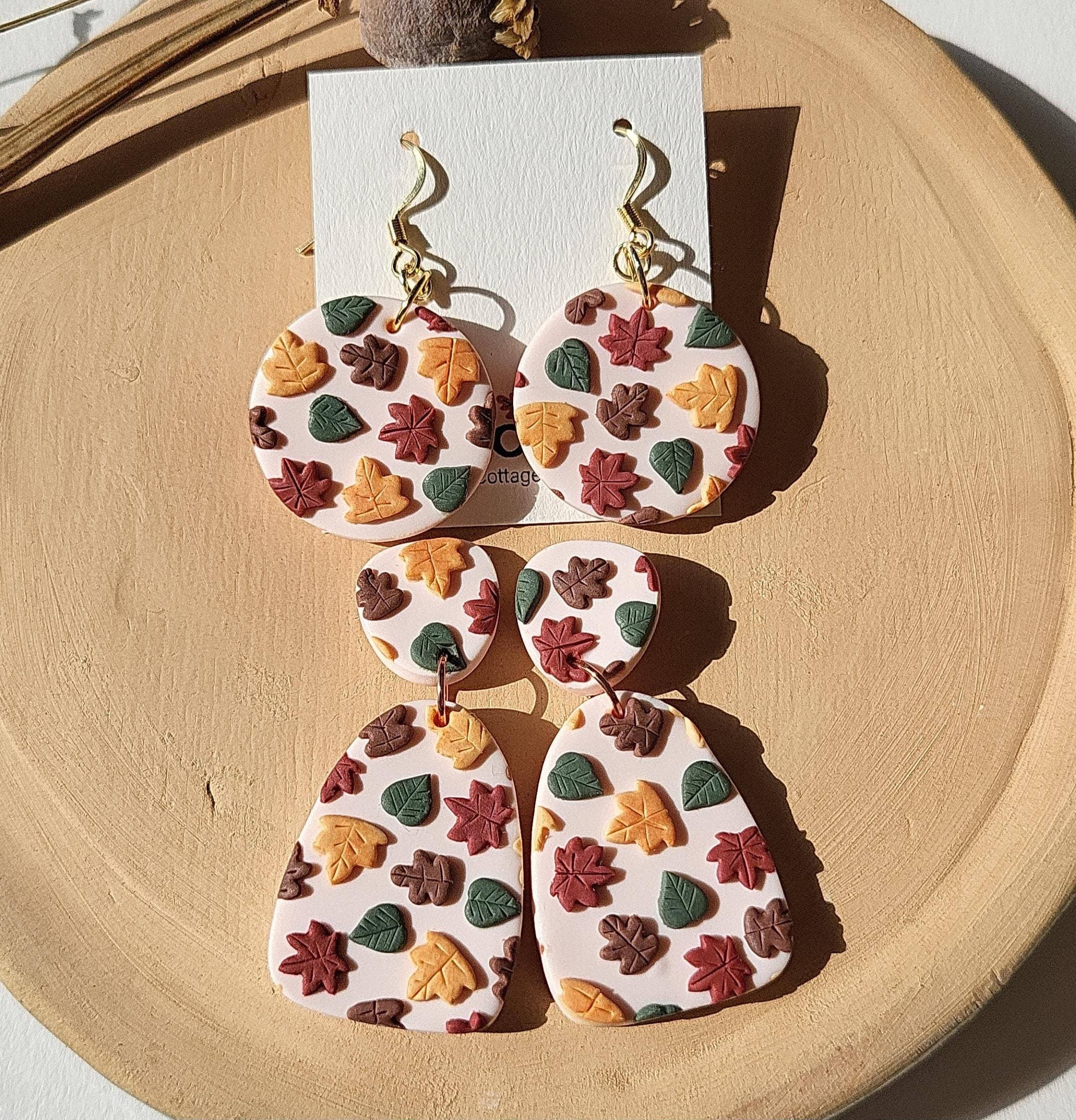 NoomCottageClay - Wholesale Dangle Earrings - Autumn Leaf Earrings 5