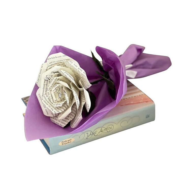 Literary Blooms - Wholesale Artificial Flowers - Pride and Prejudice Paper Rose – Medium (5")2