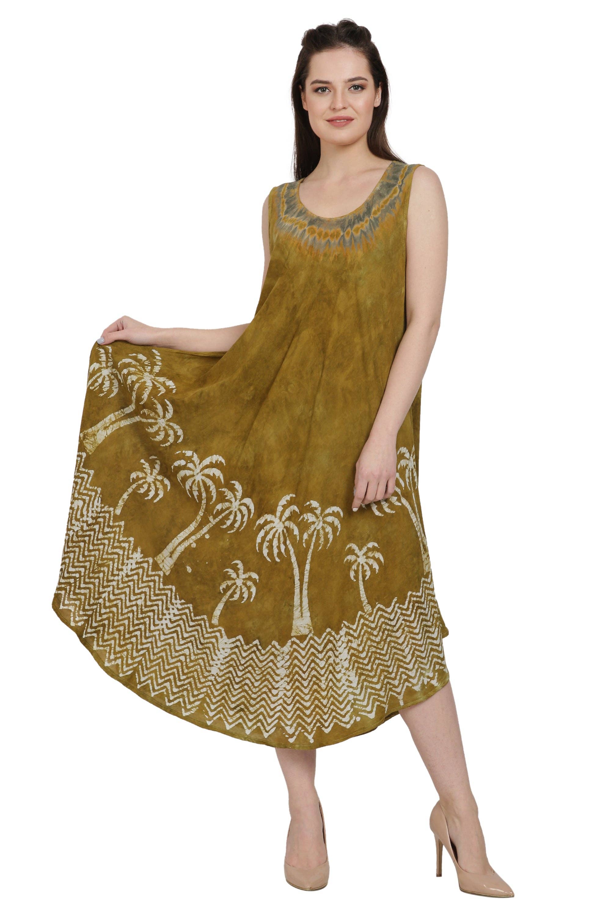 AST Batik Palm Tree Tie Dye Beach Dress UD52-2327 for wholesale on Faire0