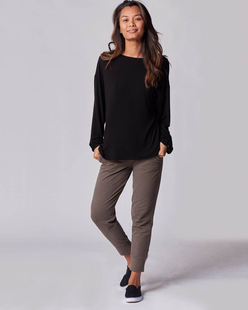 Nursing & Maternity Everywhere Long-Sleeve Wrap Blouse - Black for wholesale on Faire4