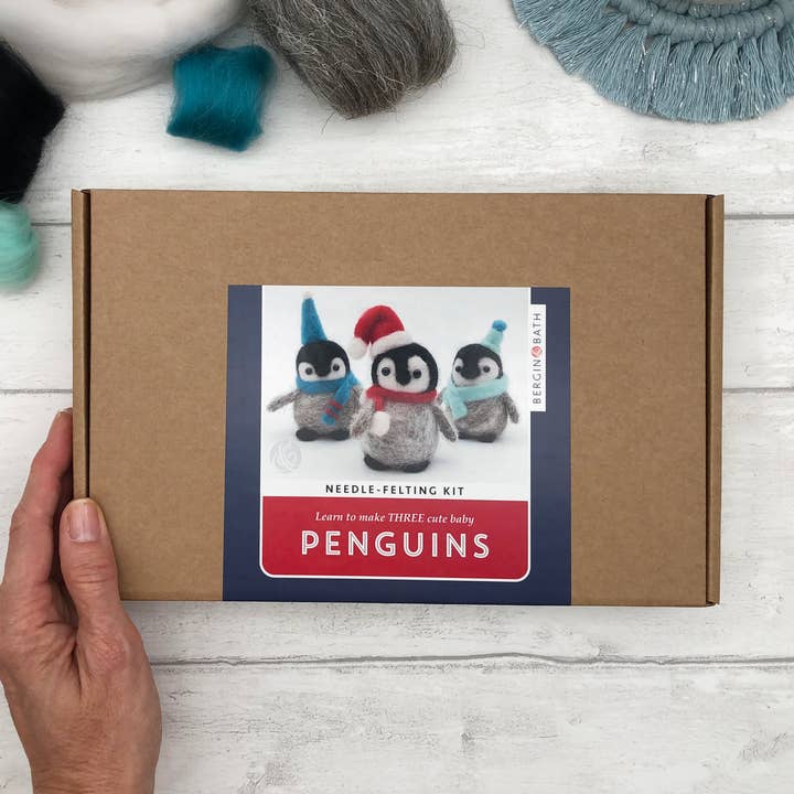 Needle felting kit - Baby Penguins. Make THREE penguins. for wholesale by Bergin & Bath