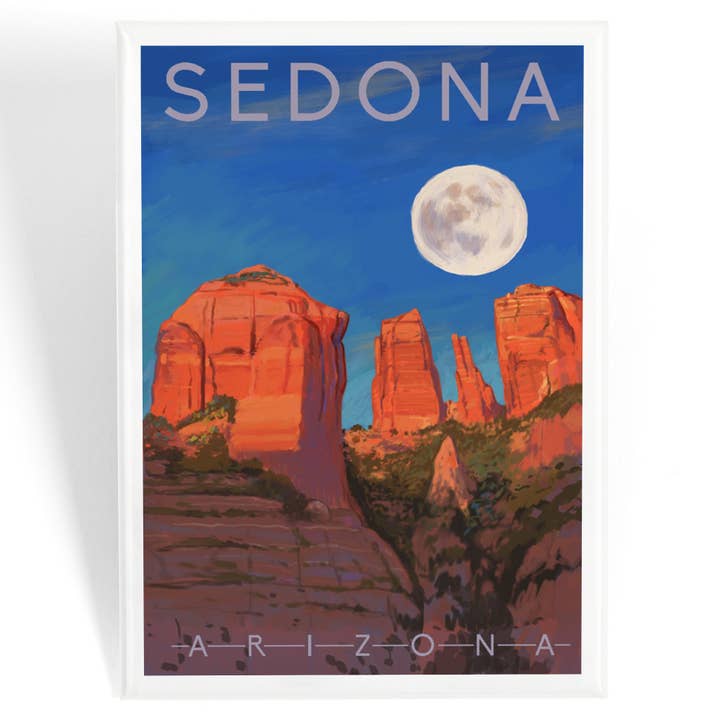 MAGNET Sedona, Arizona, Cathedral Rock, Moon for wholesale by Lantern Press