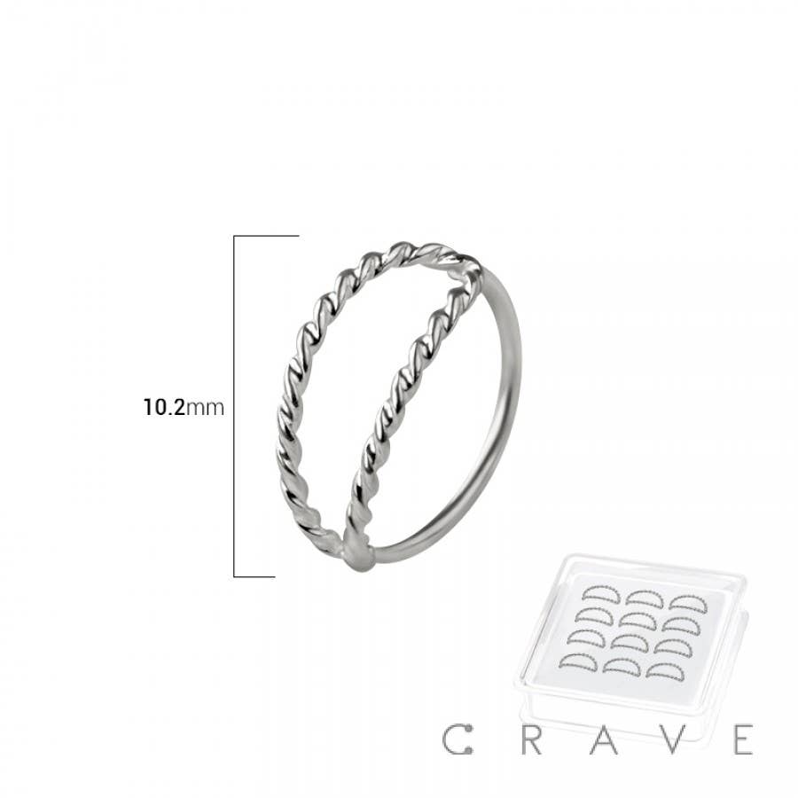 CRAVE – wholesale Nose ring – 12PCS OF 925 STERLING SILVER NOSE HOOP O-RING WITH TWIST DOU1