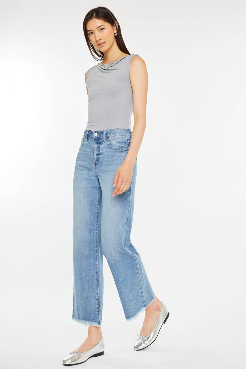MEDIUM OPEN PACK HIGH RISE SLIM WIDE LEG-KC20059M for wholesale on Faire1