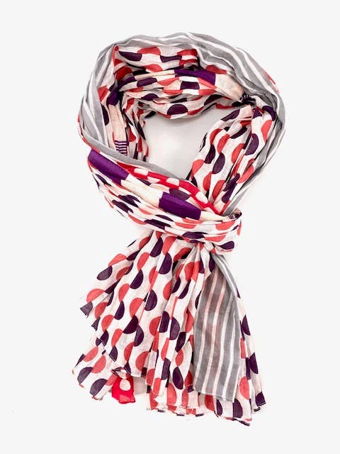 Rosa Pareo bufanda 100 % algodón con diseño de lunares y rayas de venta al por mayor en Faire1