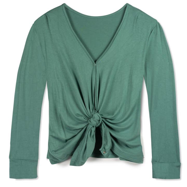 Nursing & Maternity Everywhere Long-Sleeve Wrap Blouse - Mineral for wholesale on Faire2