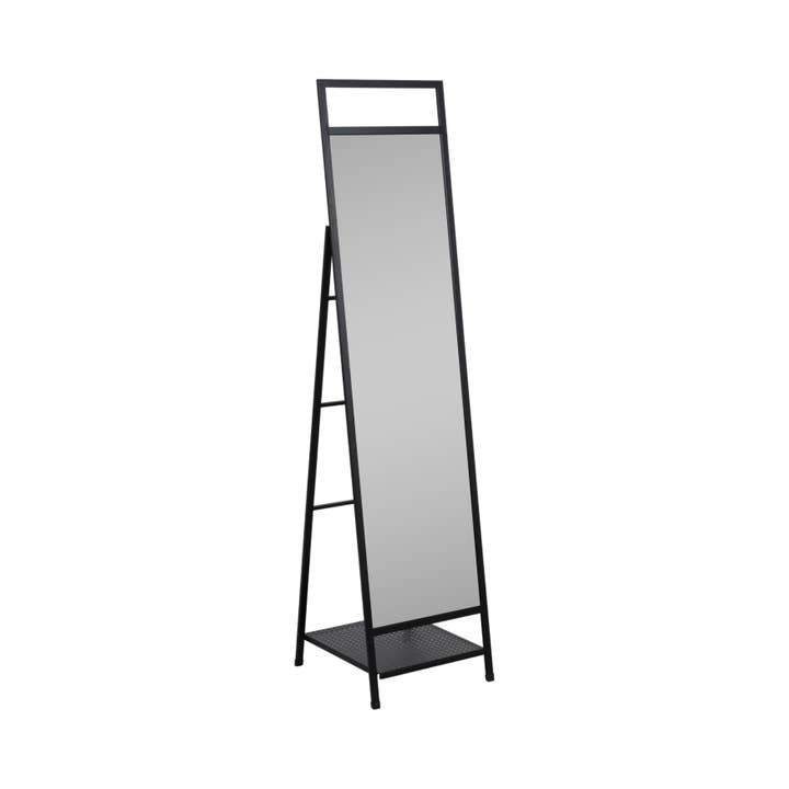 Sagebrook Home - Wholesale Floor Mirror - Floor Mirror - Black Metal Freestanding with Shelf, 63 in.5