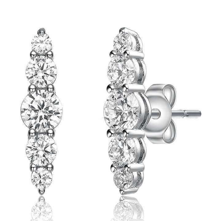 Boucles d'oreilles en argent sterling avec zircone cubique (2744) pour la vente par Genevive
