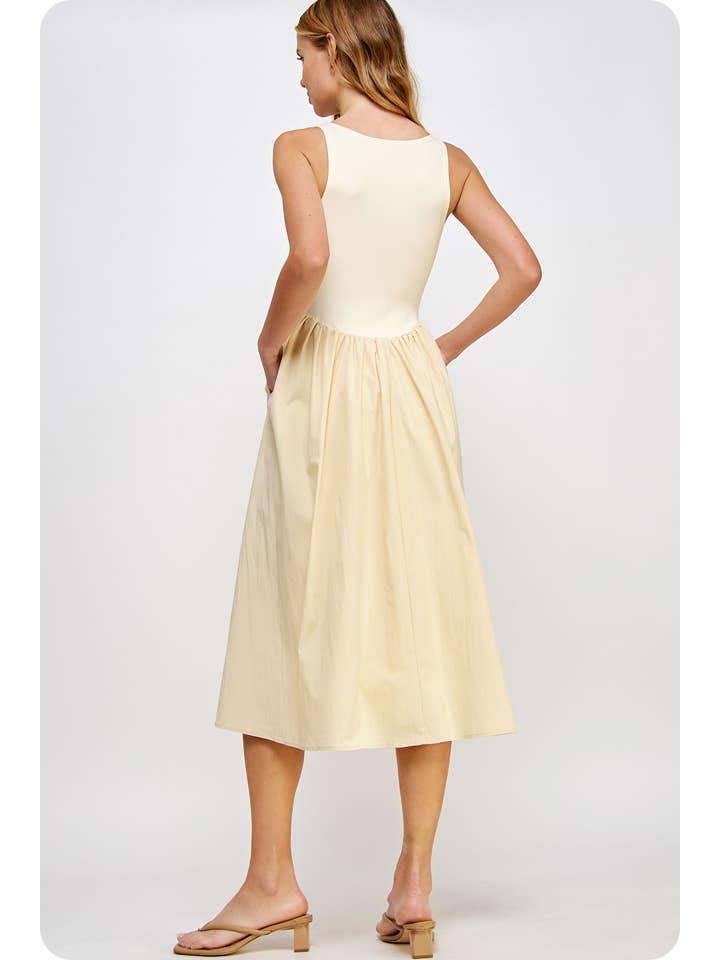 Strut & Bolt - Wholesale Dress - Women's - Knit Contrast Poplin Long Dress7