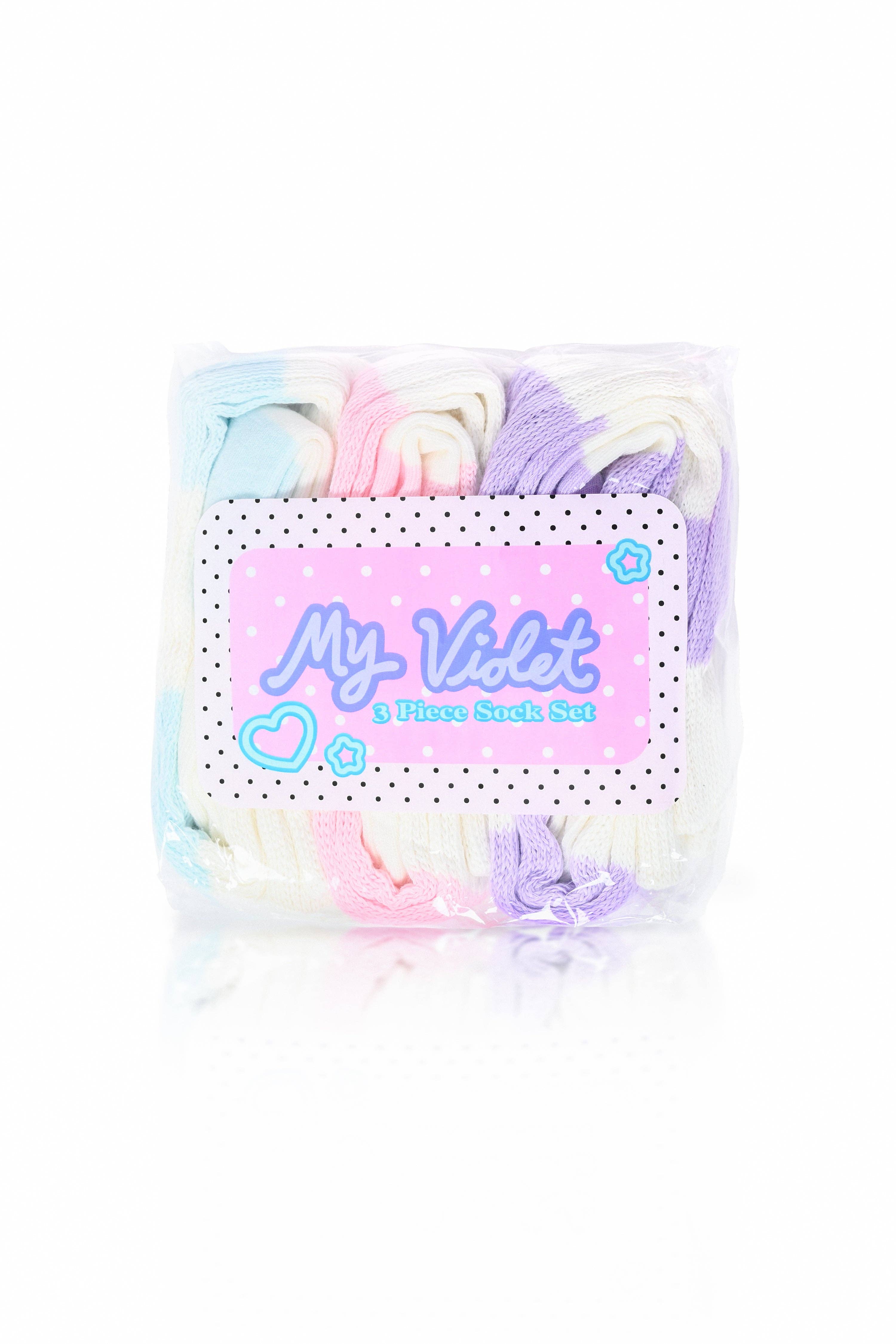 My Violet - Wholesale Socks - Women's - Stripe Scrunch Socks Multi-Pack0