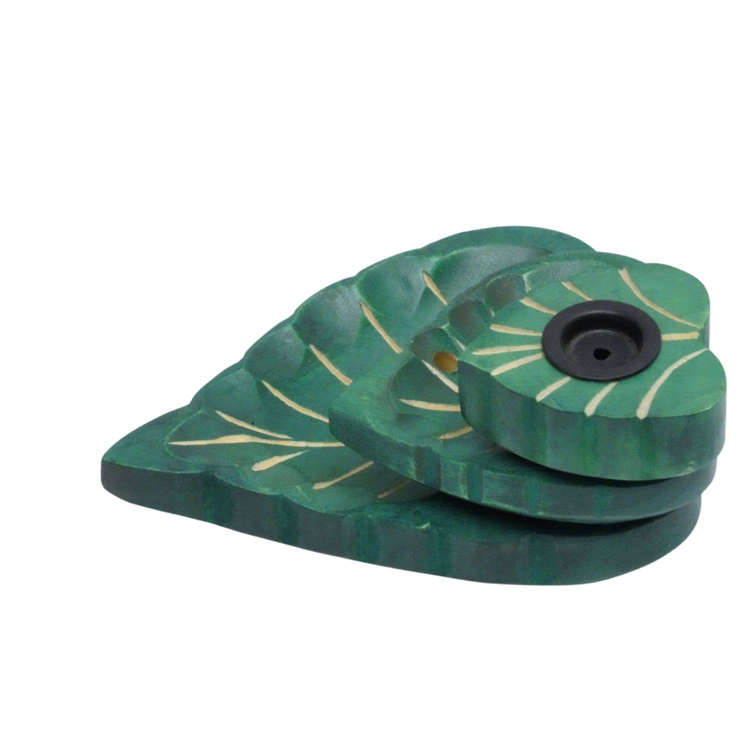 Green 3 tier Leaf wood backflow burner for wholesale on Faire2