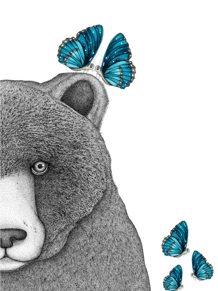 Beryl bjørnen med sommerfugle for engroshandel hos Dots by Donna