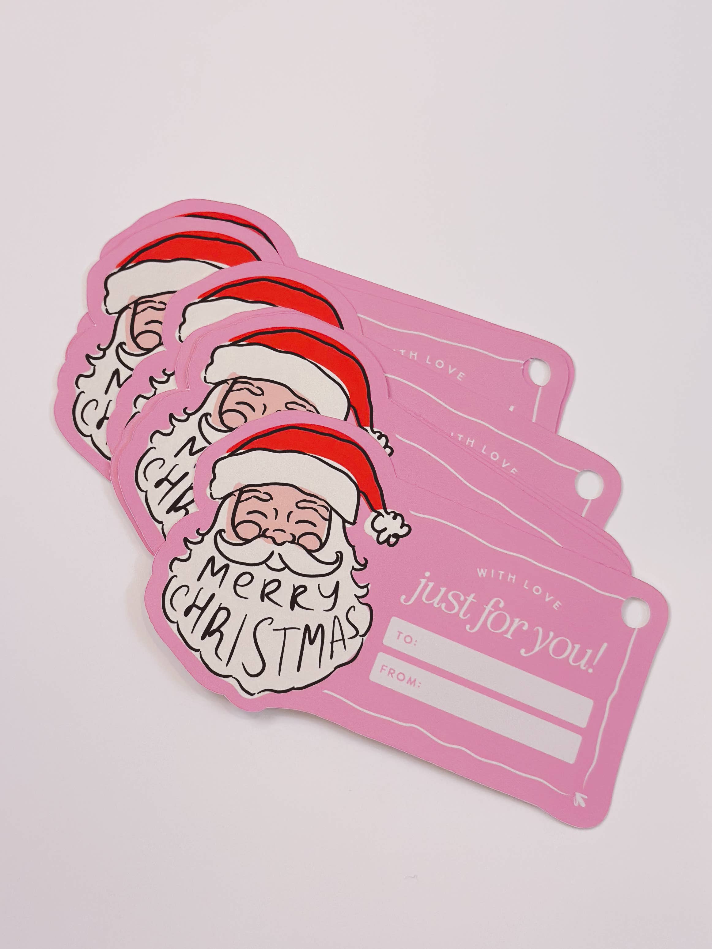 Curated for You Gifts - Vendita all'ingrosso Etichetta regalo - Etichette Regalo di Babbo Natale - Etichette Natalizie Rosa per Regali di Natale - Set di 81
