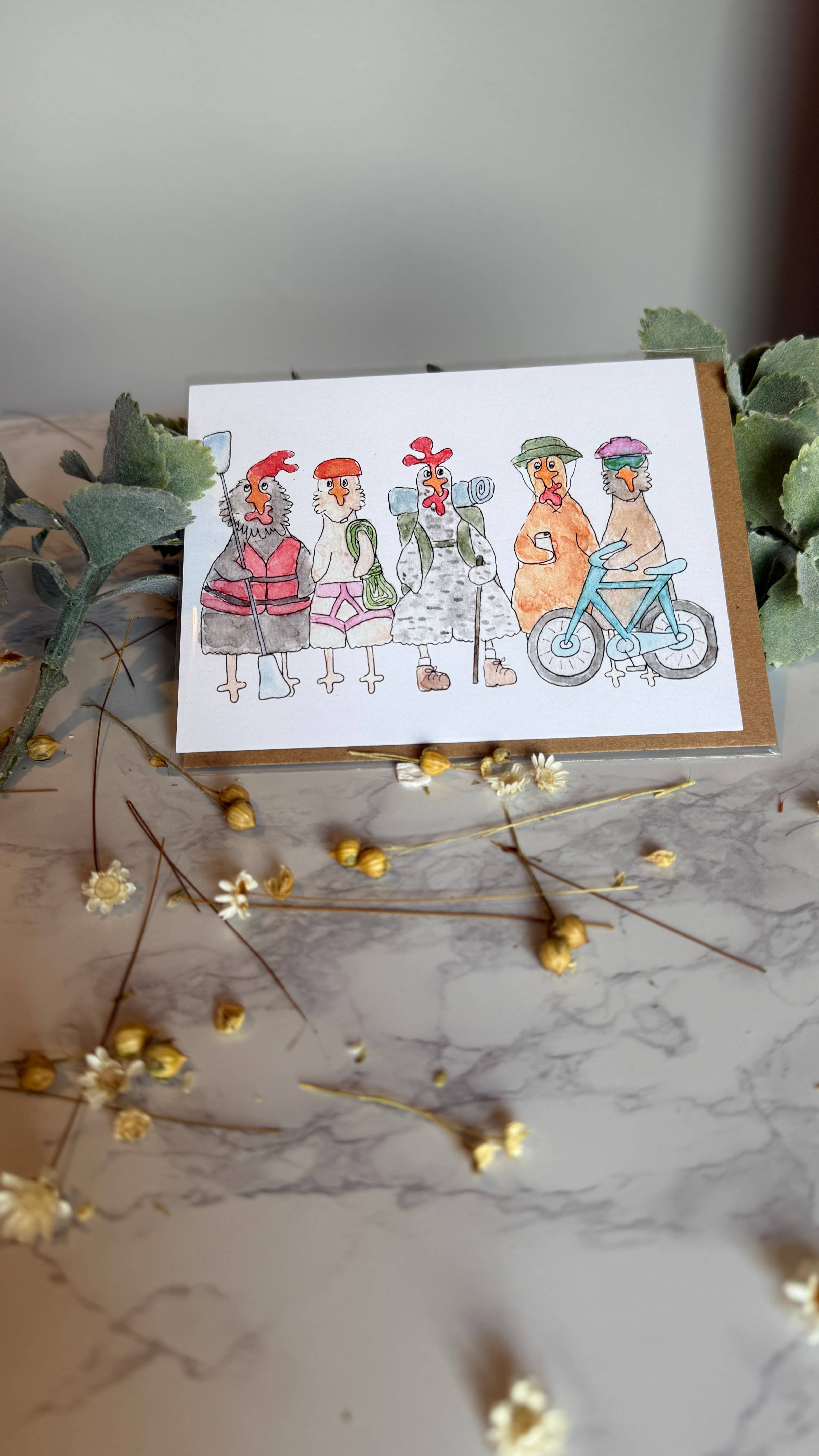 Quirks of Art co. - Wholesale Everyday Greeting Card - Watercolor Chicken Greeting Cards8