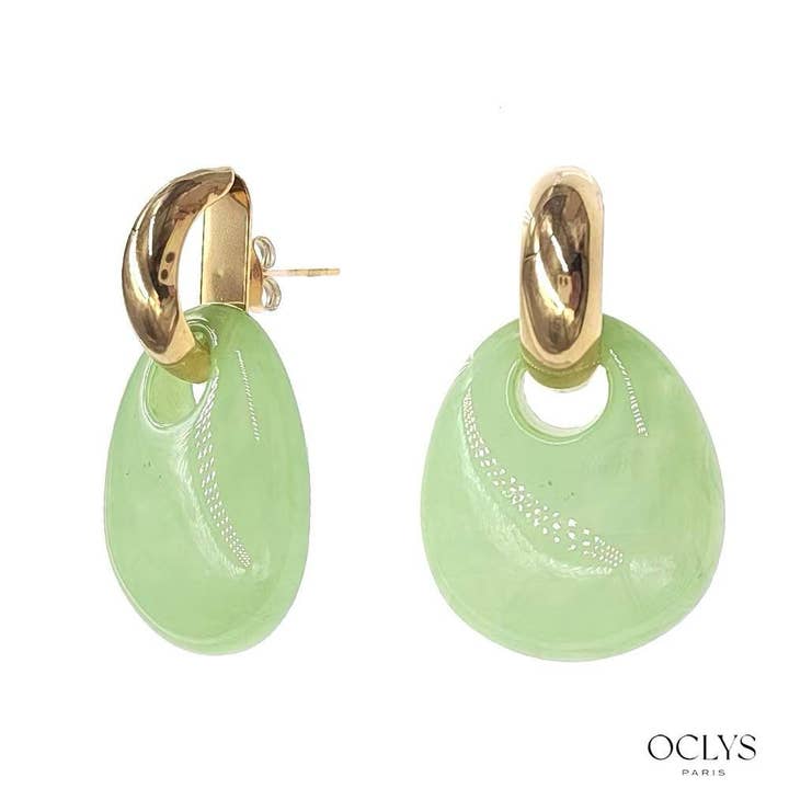 Oclys - Wholesale Dangle Earrings - Resin earrings with gold stainless steel Paola13