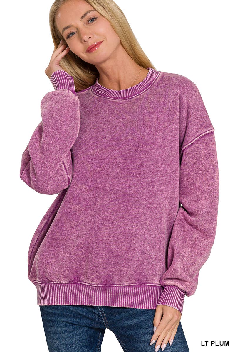 42POPS - Wholesale Sweatshirt - Women's - Acid Wash Fleece Oversized Pullover101