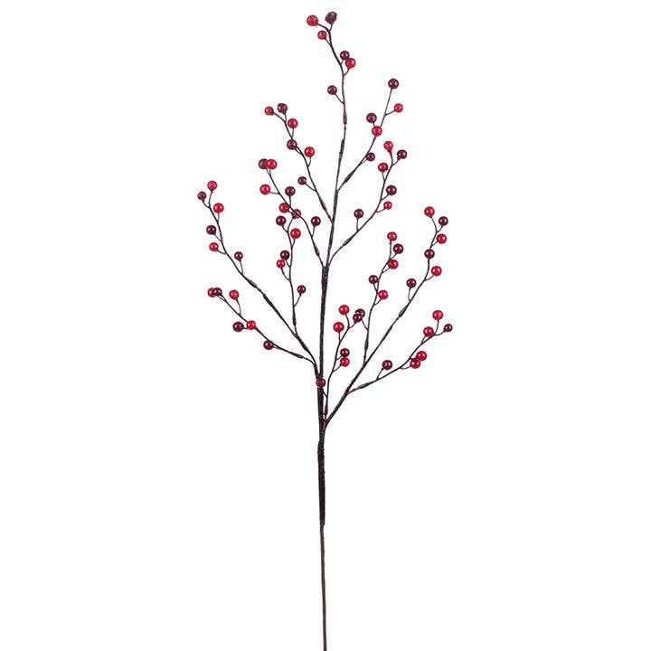 Artificial Weatherproof Burgundy Red Berry Spray -31" for wholesale by Will's Company