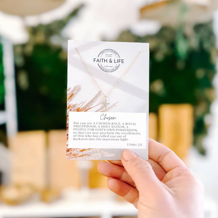 Faith & Life Christian Brands - Vente Colliers à pendentif - Collier Croix Inspirante en Or 18k avec Zircon Cubique Délicat1