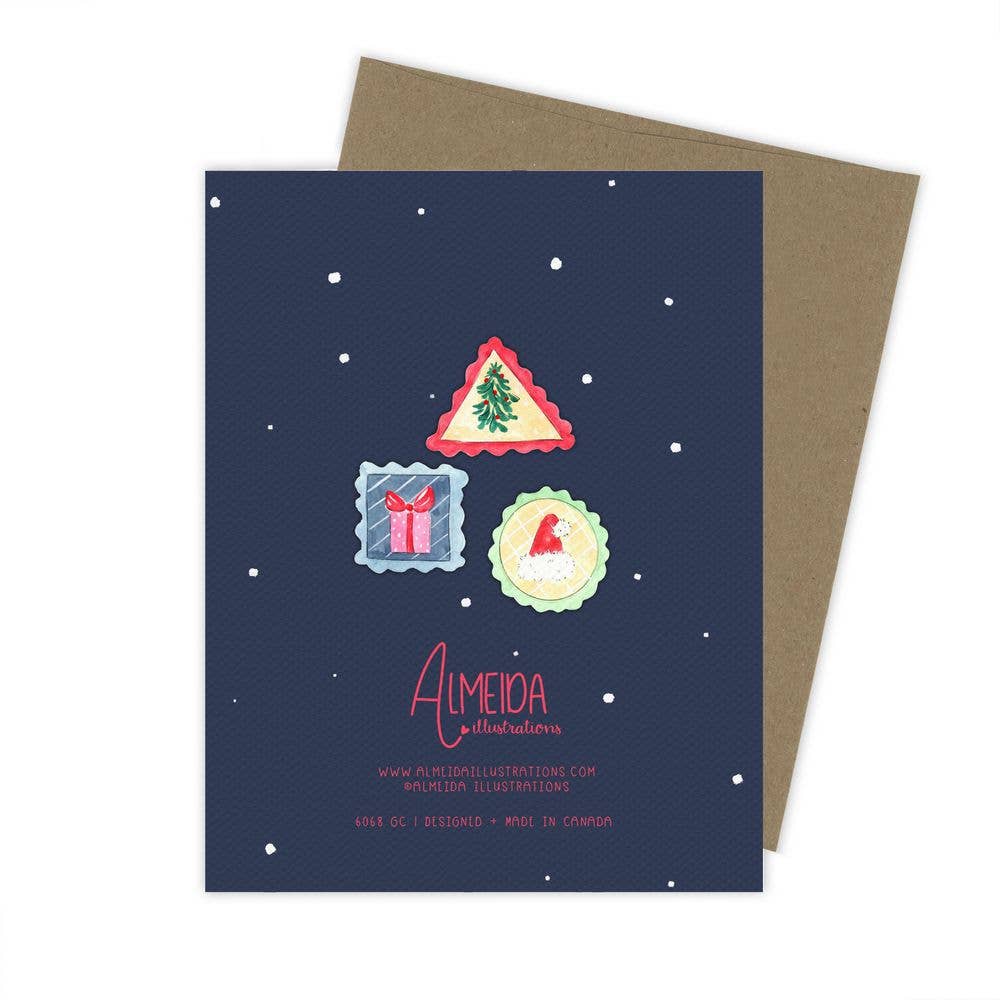 Almeida Illustrations - Wholesale Christmas Card - Christmas Stamps Card3