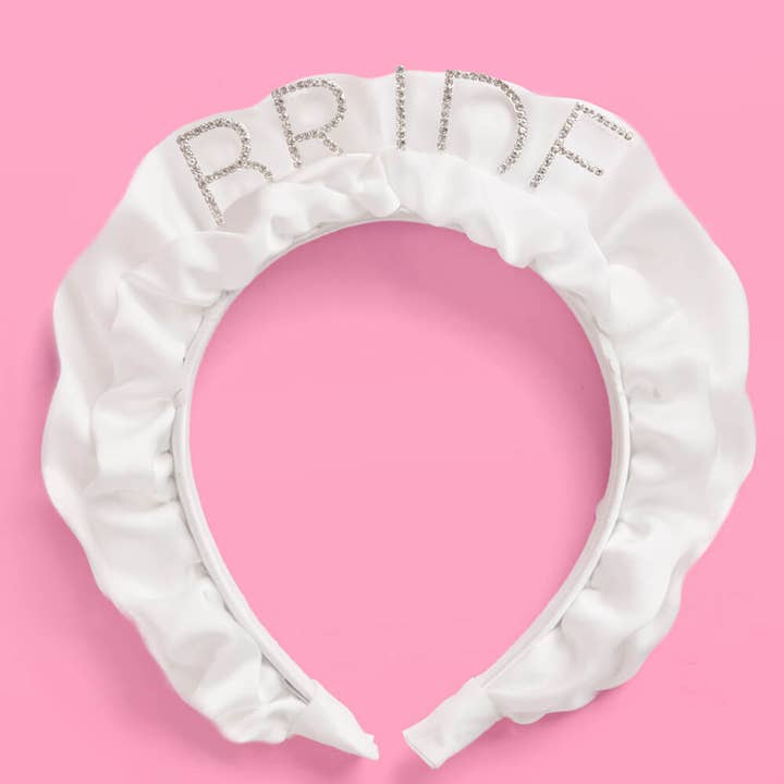 xo, Fetti - Wholesale Fashion Headband - Women's - Ruffles Headband - white satin headband, Bride Hair Accessory, Bachelorette1