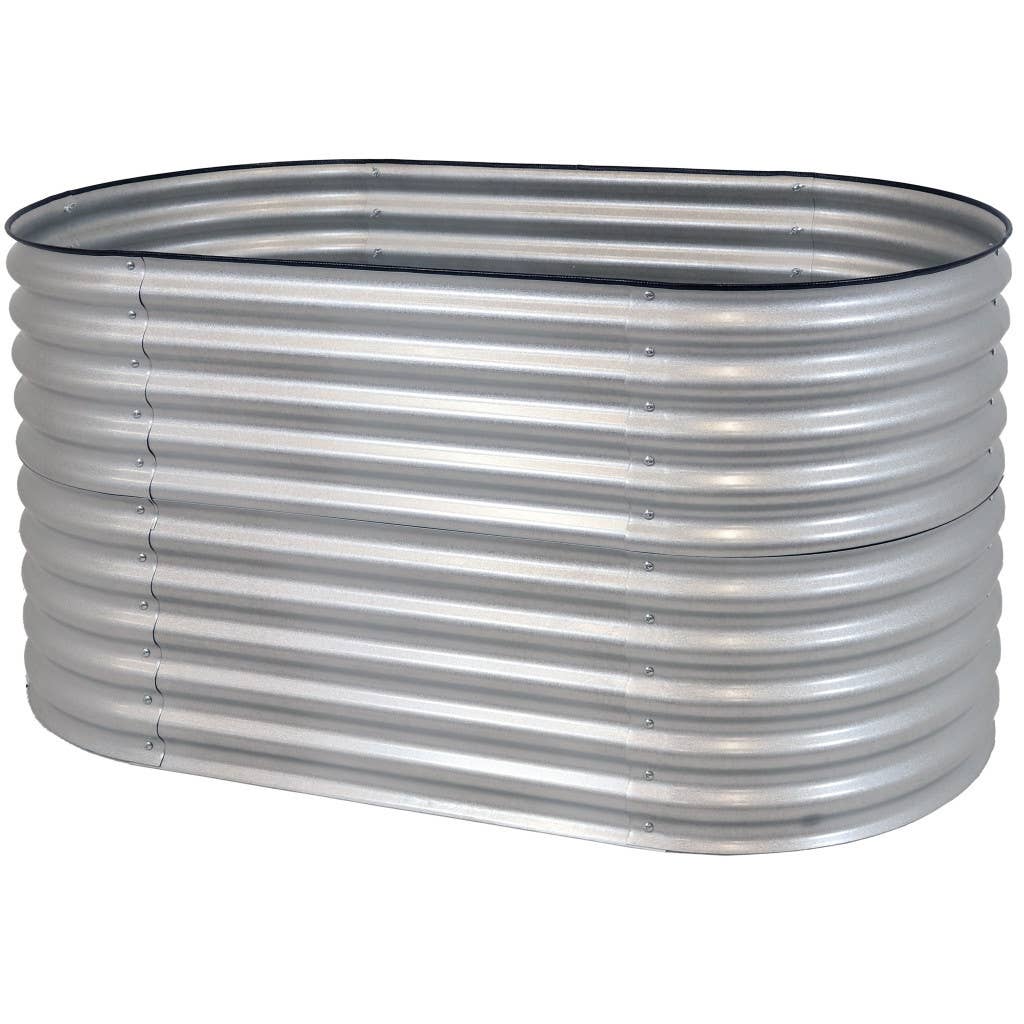 HomeRoots - Wholesale Planter Box - 32" X 63" Silver Metal Oval Raised Garden Bed3