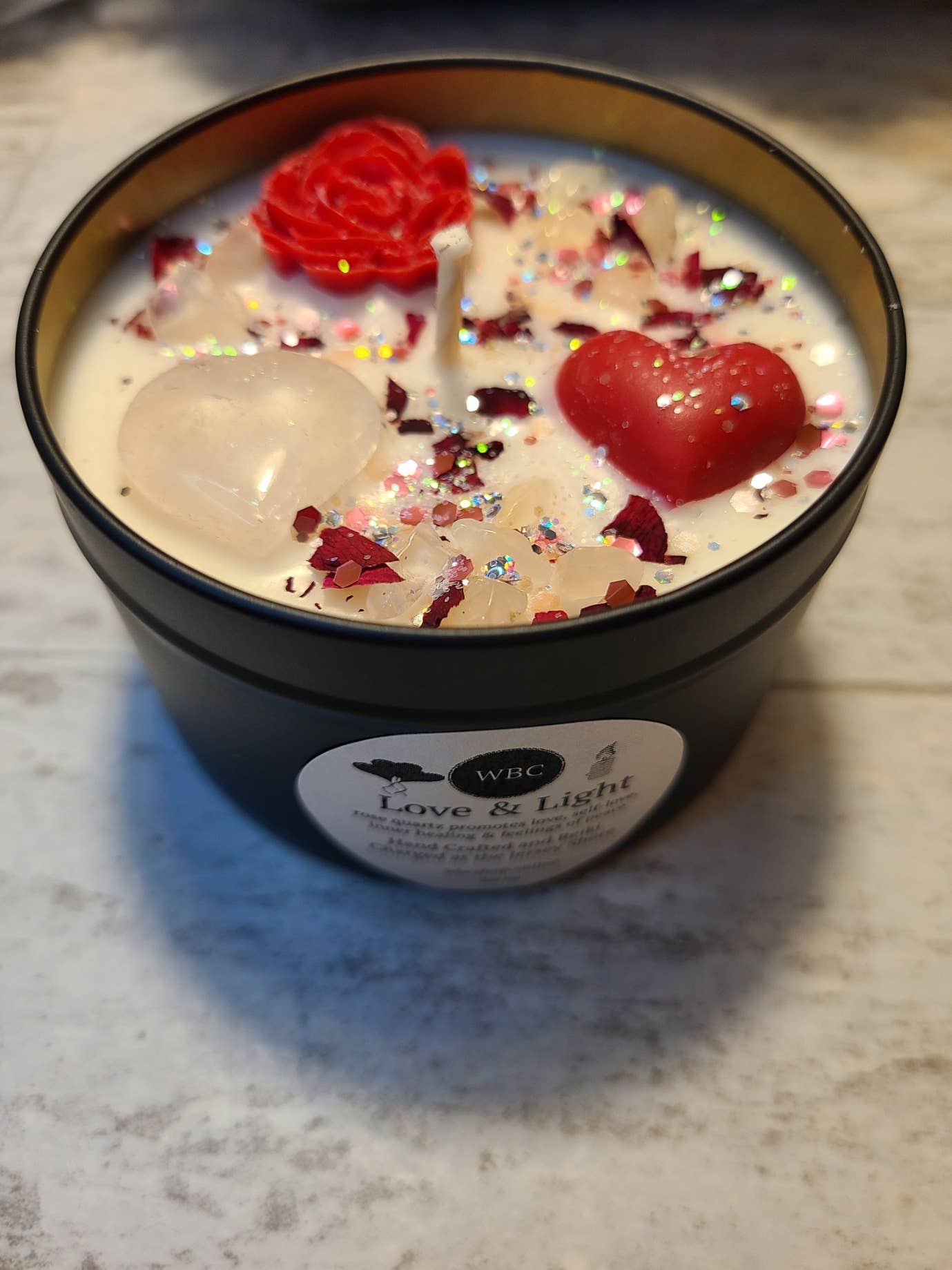 WBC Shops - Wholesale Jar/Filled Candle - Love and Light Soy Intention Candle, for Self Love1