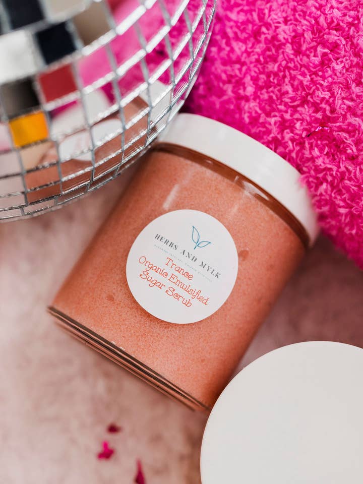 Trance Organic Emulsifying Sugar Scrub for wholesale by Herbs and Mylk