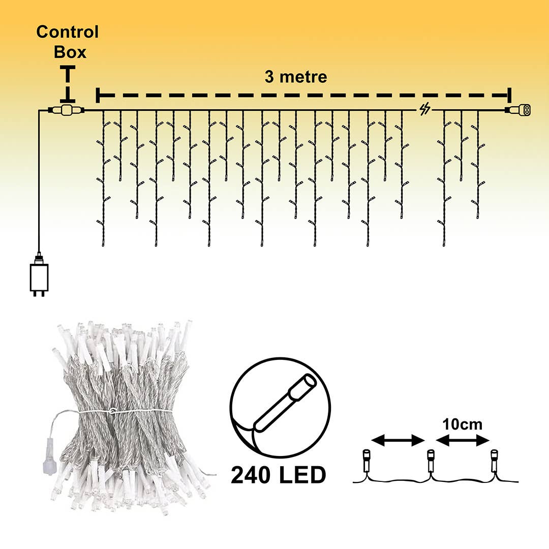 Mtistanbul LTD – wholesale String lights – 240 LED 12 Fringe Brass Curtain (3x2M)1