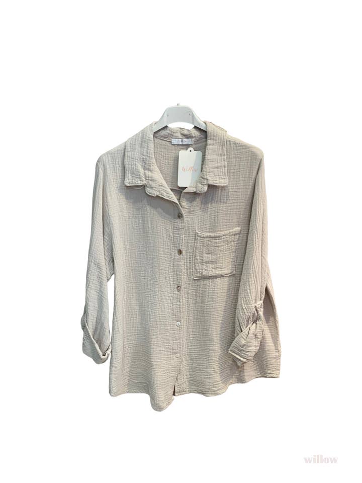 Moonsun - Wholesale Button Down Shirt - Women's - #5270 button down cotton gauze shirt6