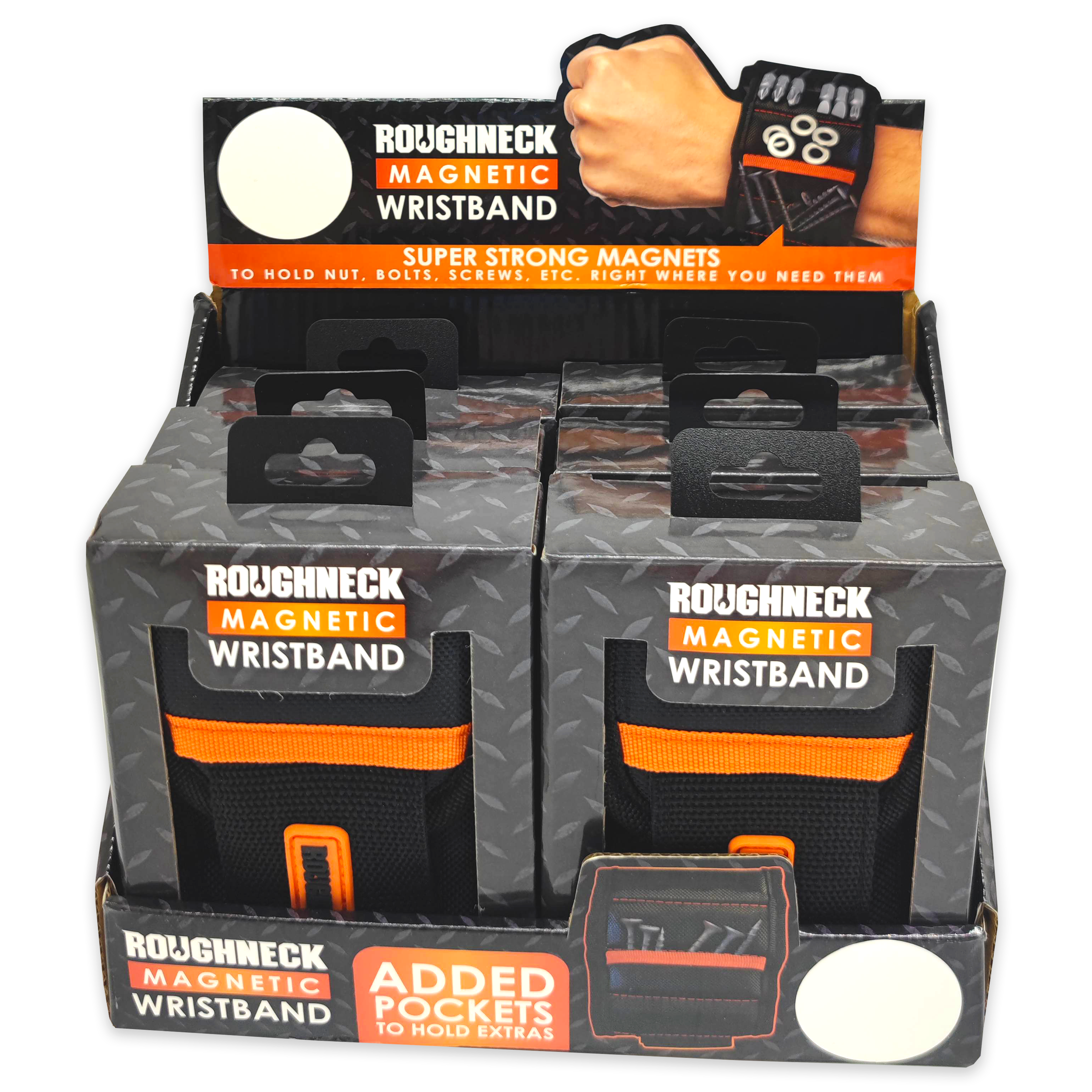 Novelty Brands - Wholesale Tool Set - Roughneck Magnetic Wristband Tool Holder - 6/Display1