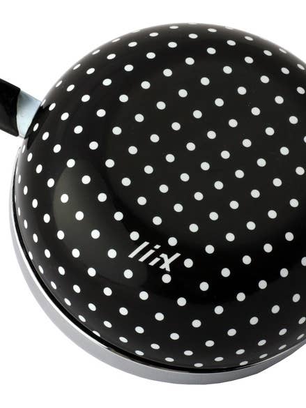 Sonnette de vélo Liix Ding Dong XXL 80 mm noire à pois pour la vente par Radfieber Vertriebs GmbH