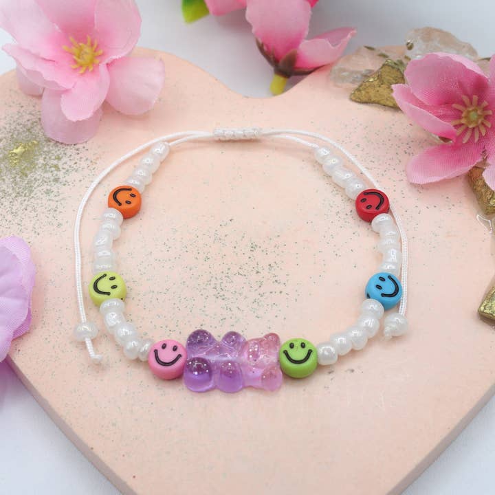 Daemon srls - Wholesale Beaded Bracelet - WINNY~ BRACCIALE-CAVIGLIERA DI PERLINE REGOLABILE CON SMILES E ORSETTO6