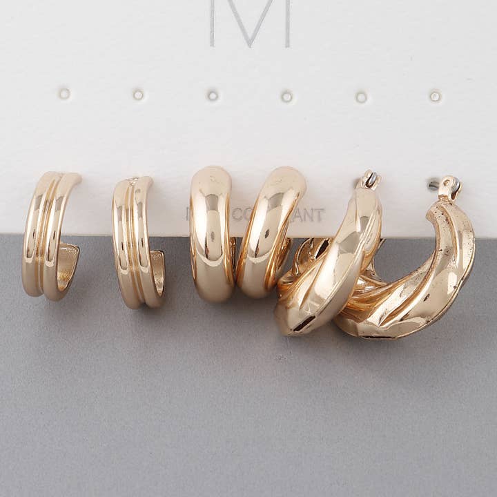 Multi Bulky Hoop Earrings Set for wholesale by 3AM BY H&D ACCESSORIES