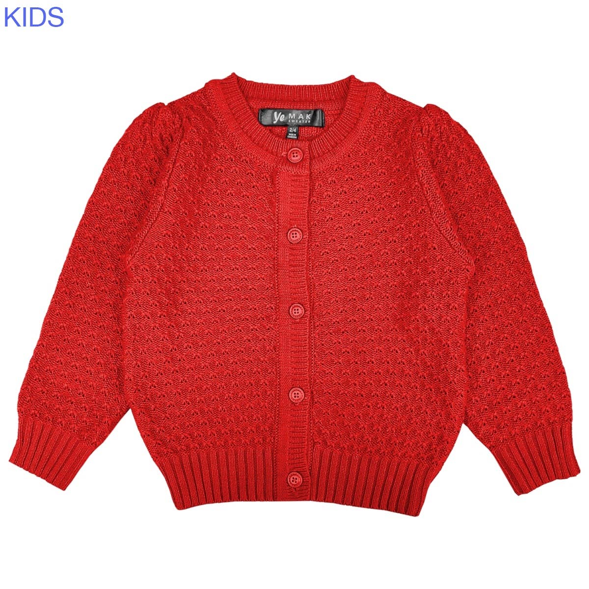Mak - Vendita all'ingrosso Cardigan - Bambini - Cardigan corto all’uncinetto per bambina con bottoni vintage MK3514KID31