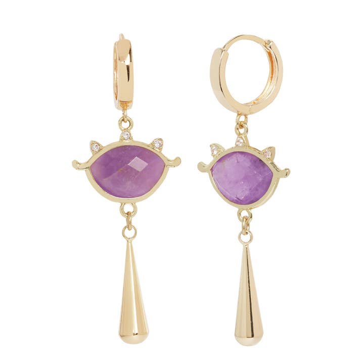 Orecchini con terzo occhio: ametista, amazzonite, labradorite per la vendita all'ingrosso da parte di The Gilded Witch