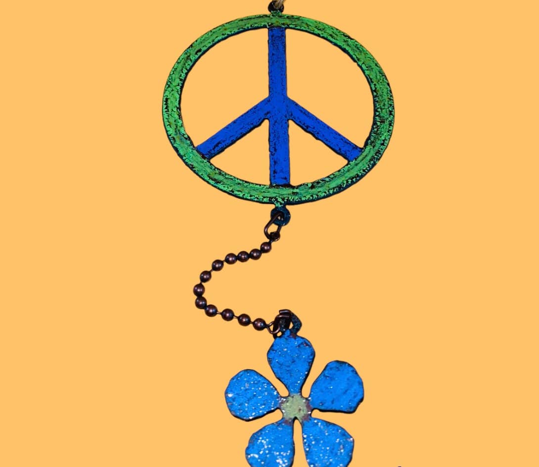 Whimsies - Vendita all'ingrosso Decorazione mobile - Segno della pace mobile, ornamento floreale mobile da giardino hippie eco5