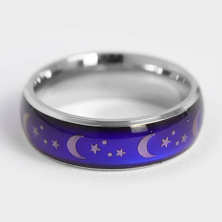 WJW - Wholesale Band/Stacked Ring - Mood Band With Stars And Moons Stainless Steel Ring0